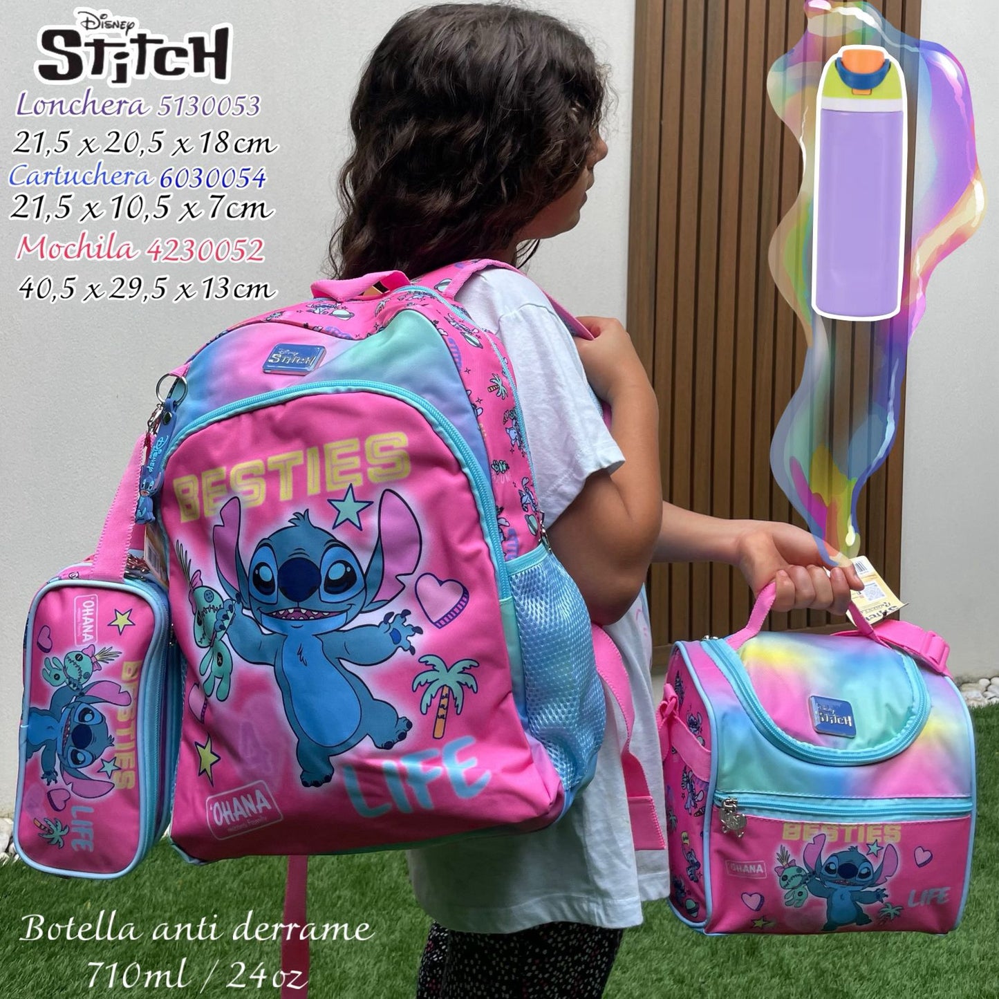 Kit Salveque Stitch Licencia Disney con Lonchera y Cartuchera + Botella - YOLO ✦ Bajo pedido