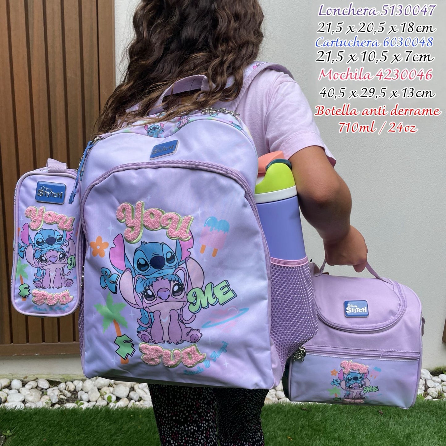 Kit Salveque Stitch Licencia Disney con Lonchera y Cartuchera + Botella - YOLO ✦ Bajo pedido