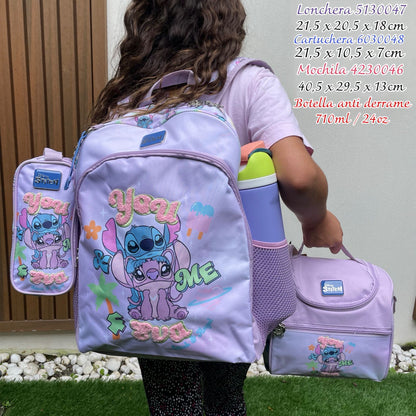 Kit Salveque Stitch Licencia Disney con Lonchera y Cartuchera + Botella - YOLO ✦ Bajo pedido