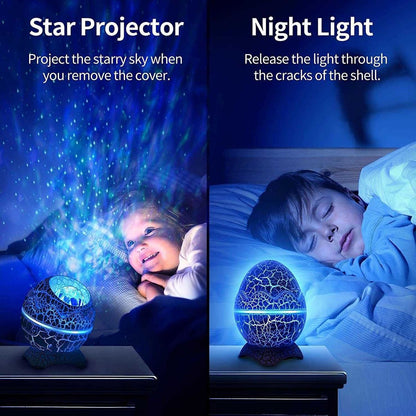 Proyector Dino Egg Parlante Bluetooth - Estrellas, Auroras Boreales, Luz de Noche y Ruido Blanco ✦ Bajo pedido