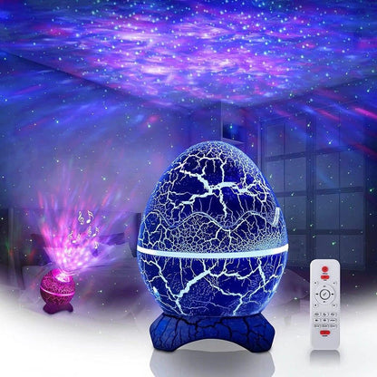Proyector Dino Egg Parlante Bluetooth - Estrellas, Auroras Boreales, Luz de Noche y Ruido Blanco ✦ Bajo pedido