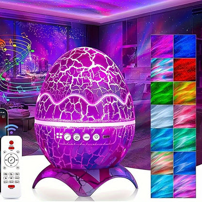 Proyector Dino Egg Parlante Bluetooth - Estrellas, Auroras Boreales, Luz de Noche y Ruido Blanco ✦ Bajo pedido