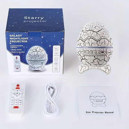 Proyector Dino Egg Parlante Bluetooth - Estrellas, Auroras Boreales, Luz de Noche y Ruido Blanco ✦ Bajo pedido