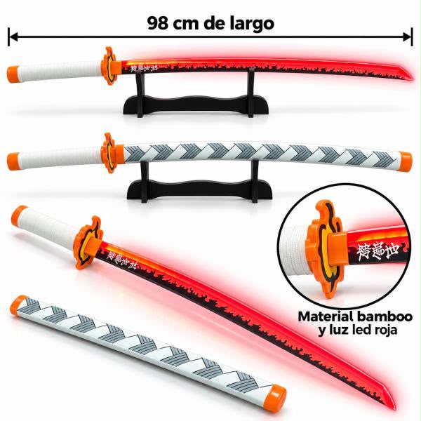 Katana de Bamboo y luz LED - Rengoku ✦ Bajo pedido