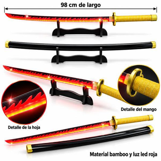 Katana de Bamboo y luz LED - Yoriichi ✦ Bajo pedido