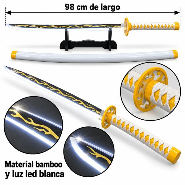 Katana de Bamboo y luz LED - Zenitsu ✦ Bajo pedido