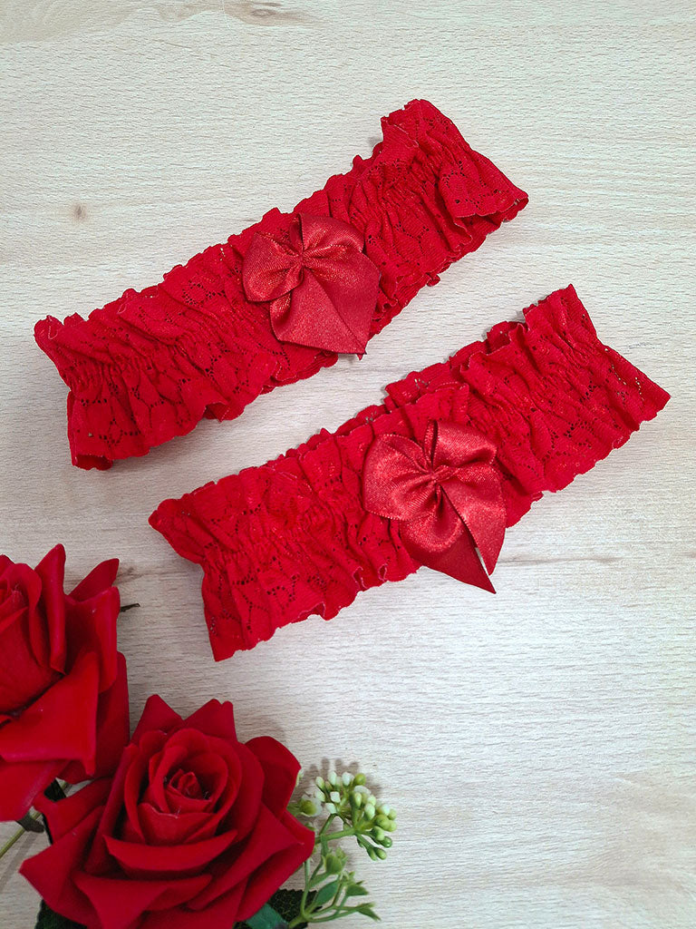 Ligas Crespas Lazo - Azul, Fuscia, Negro, Rojo, Vino (Unitalla S/M) ✦ Bajo pedido