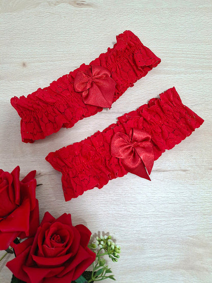 Ligas Crespas Lazo - Azul, Fuscia, Negro, Rojo, Vino (Unitalla S/M) ✦ Bajo pedido
