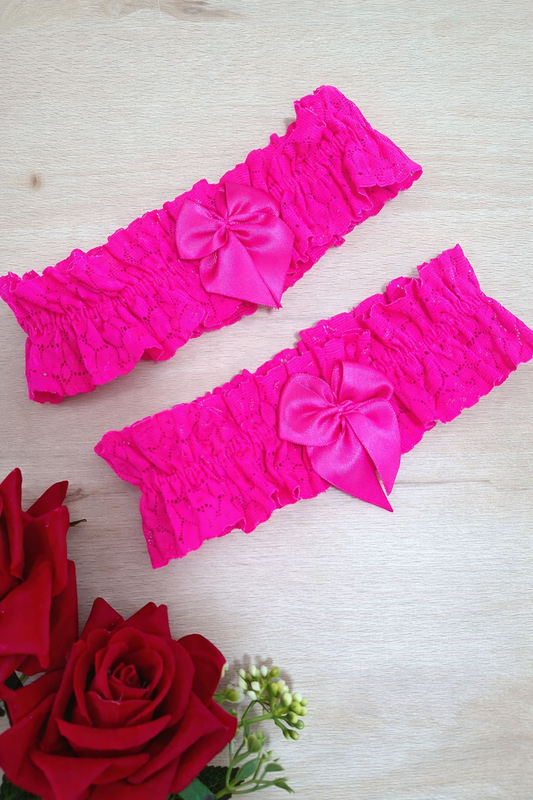 Ligas Crespas Lazo - Azul, Fuscia, Negro, Rojo, Vino (Unitalla S/M) ✦ Bajo pedido