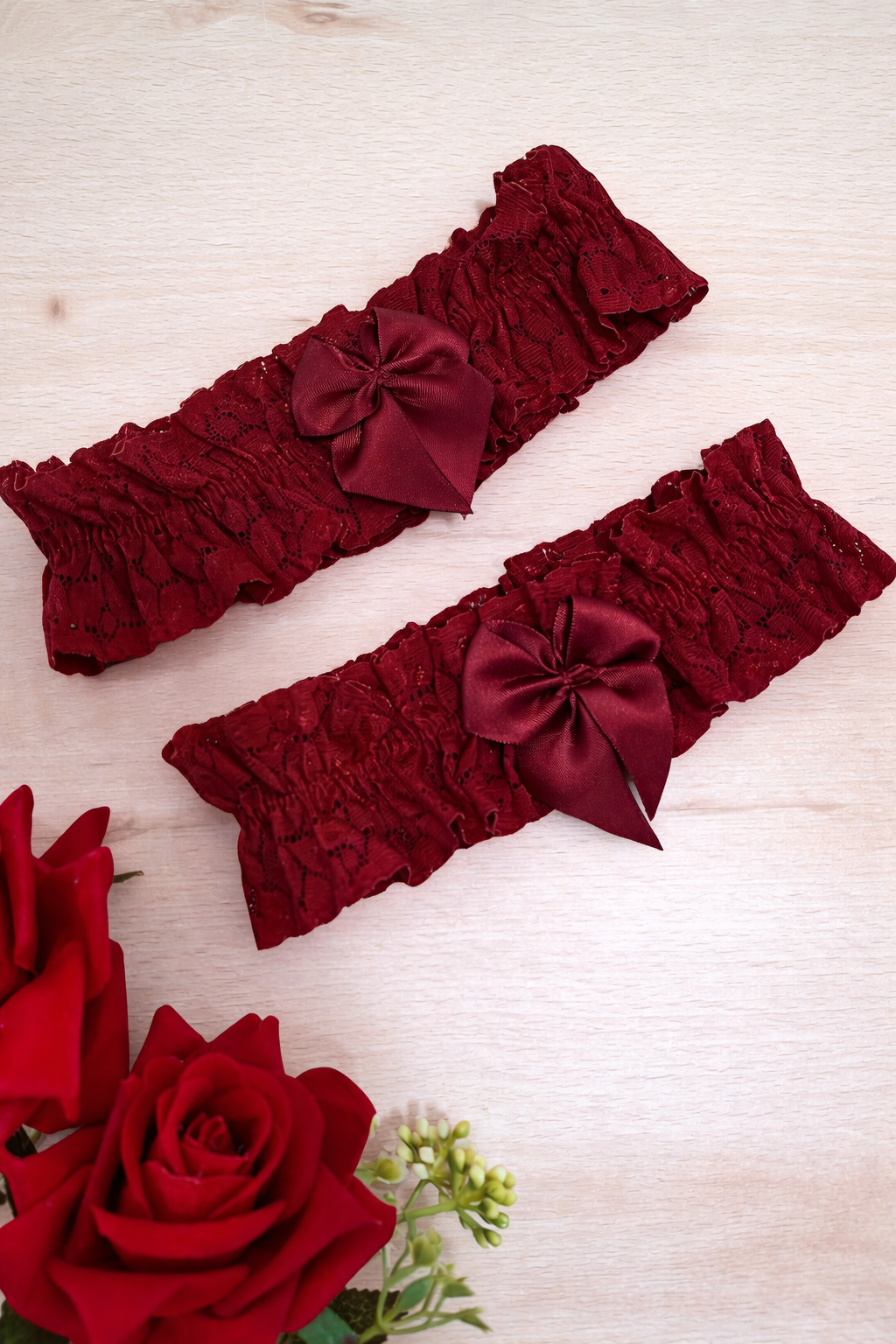 Ligas Crespas Lazo - Azul, Fuscia, Negro, Rojo, Vino (Unitalla S/M) ✦ Bajo pedido