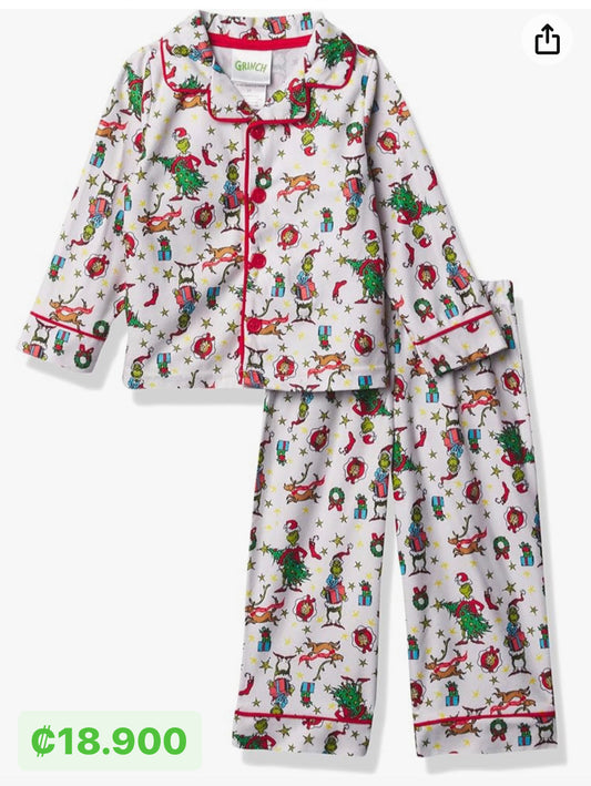 Pijama Navideña Infantil Grinch Original - Talla 10/12