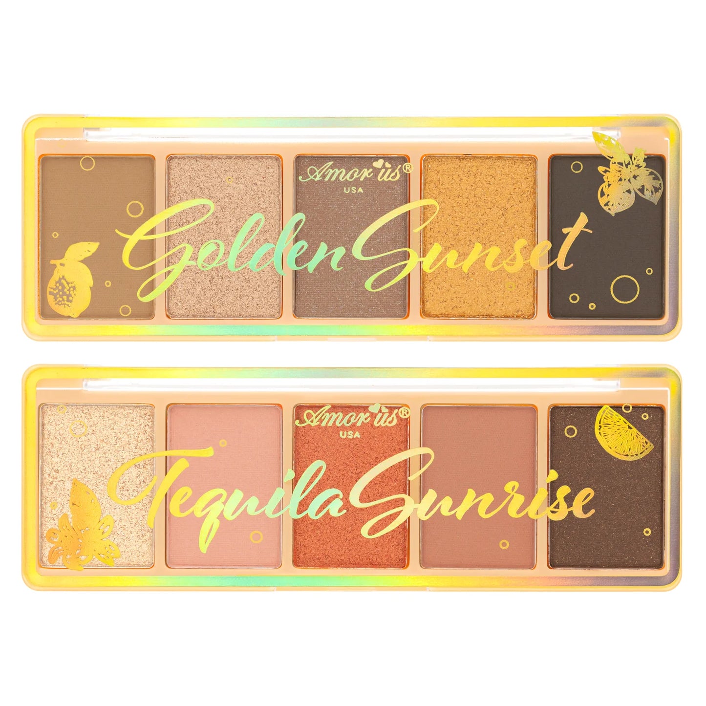 Set de 2 Mini Paletas de Sombras de Viaje Golden Sunset + Tequila Sunrise - AmorUs ✦ Bajo pedido