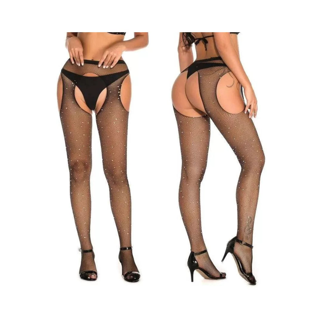 Panty Media Abierta Calada Brillos (Unitalla) ✦ Bajo pedido