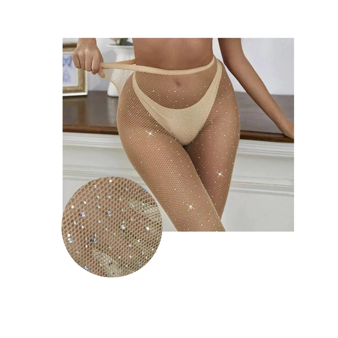 Panty Media Calada Brillos - Beige, Blanco, Negro (Unitalla) ✦ Bajo pedido