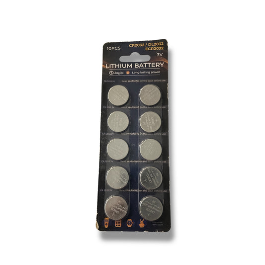 Set de 10 Baterías Redondas de Reloj Lithium CR2032 / DL2032 / ECR2032 - 3V