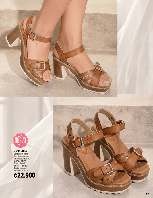 Sandalia en Napa Camel (9cm) 72929062 ✦ Bajo pedido