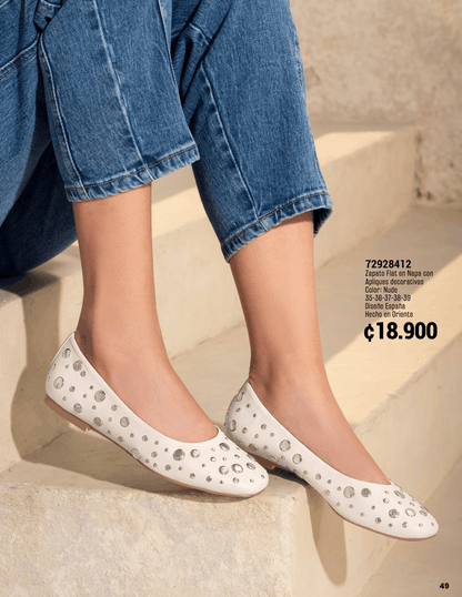 Zapato Flat Nude con Tachuelas Plateadas 72928412 ✦ Bajo pedido