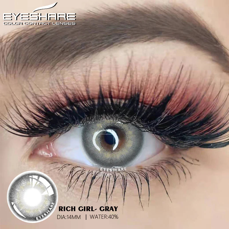 Lentes de Contacto con Agrandamiento de Ojos (14mm) Gris Richgirl Gray - Eyeshare Vision