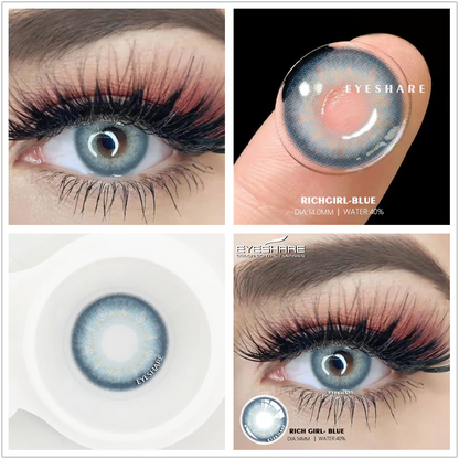 Lentes de Contacto con Agrandamiento de Ojos (14mm) Azul Richgirl Blue - Eyeshare Vision