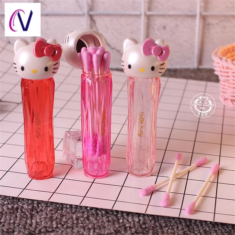 Hello Kitty Estuche para Aplicadores y Palillos de Dientes para Viajes (Rosa Claro)