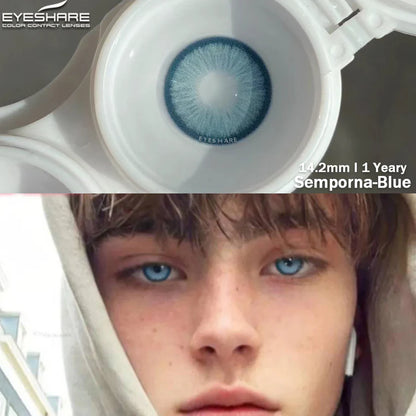 Lentes de Contacto con Agrandamiento de Ojos (14.2mm) Azul Semporna Blue - Eyeshare Vision