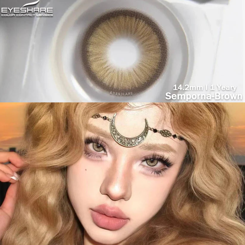 Lentes de Contacto con Agrandamiento de Ojos (14.2mm) Café Semporna Brown - Eyeshare Vision
