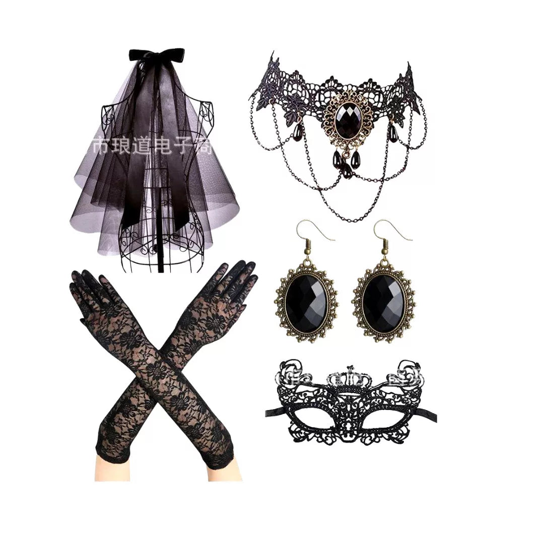Accesorios Góticos (5 PCZ) – Novia, Vampiro, Enmascarada ✦ Bajo pedido