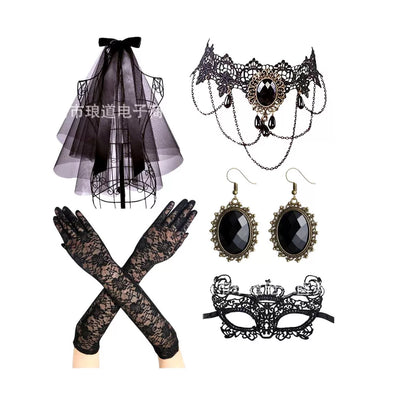 Accesorios Góticos (5 PCZ) – Novia, Vampiro, Enmascarada ✦ Bajo pedido