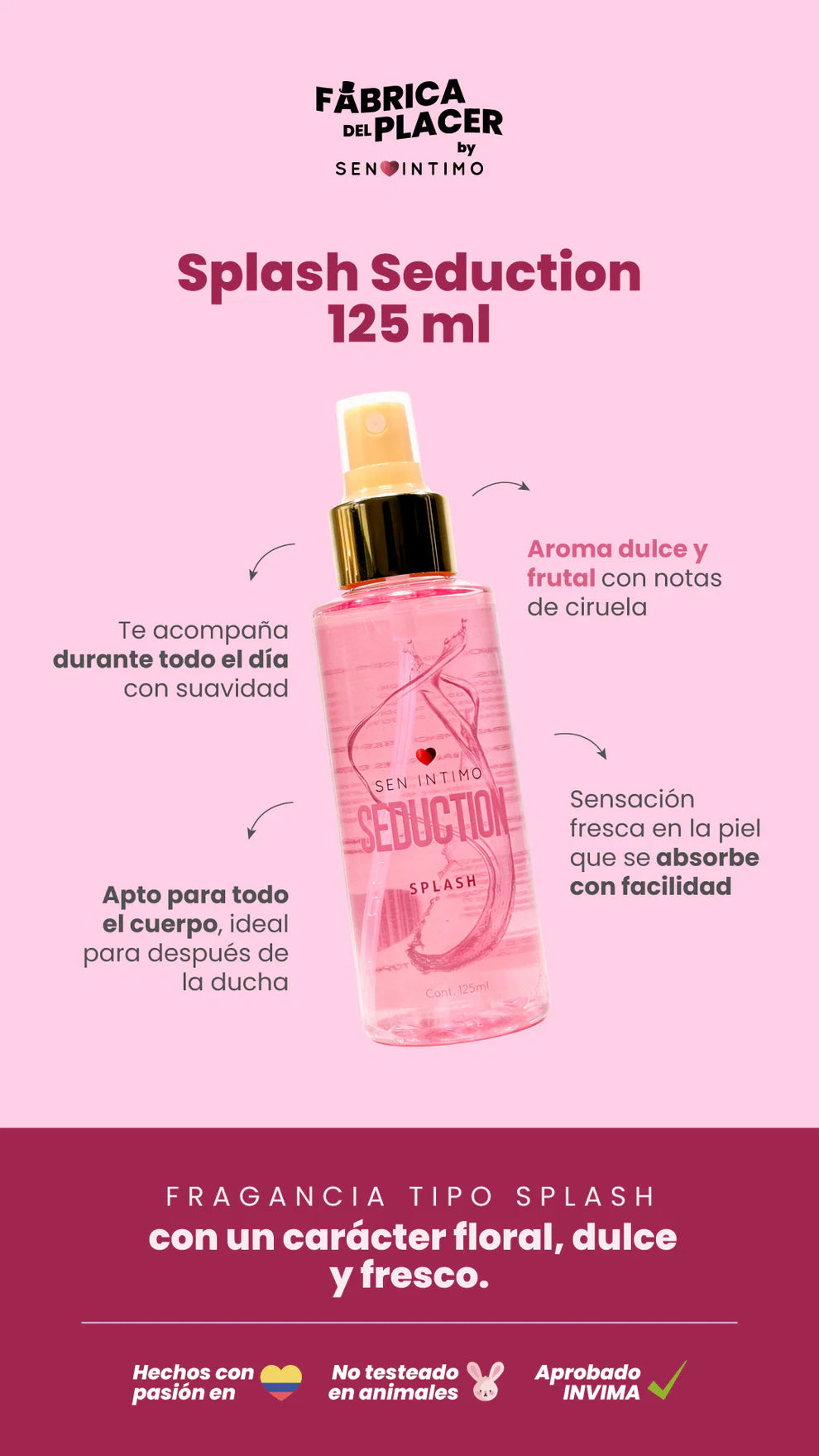 Splash Feromonas Para Mujer - Seduction (125ml) ✦ Bajo pedido