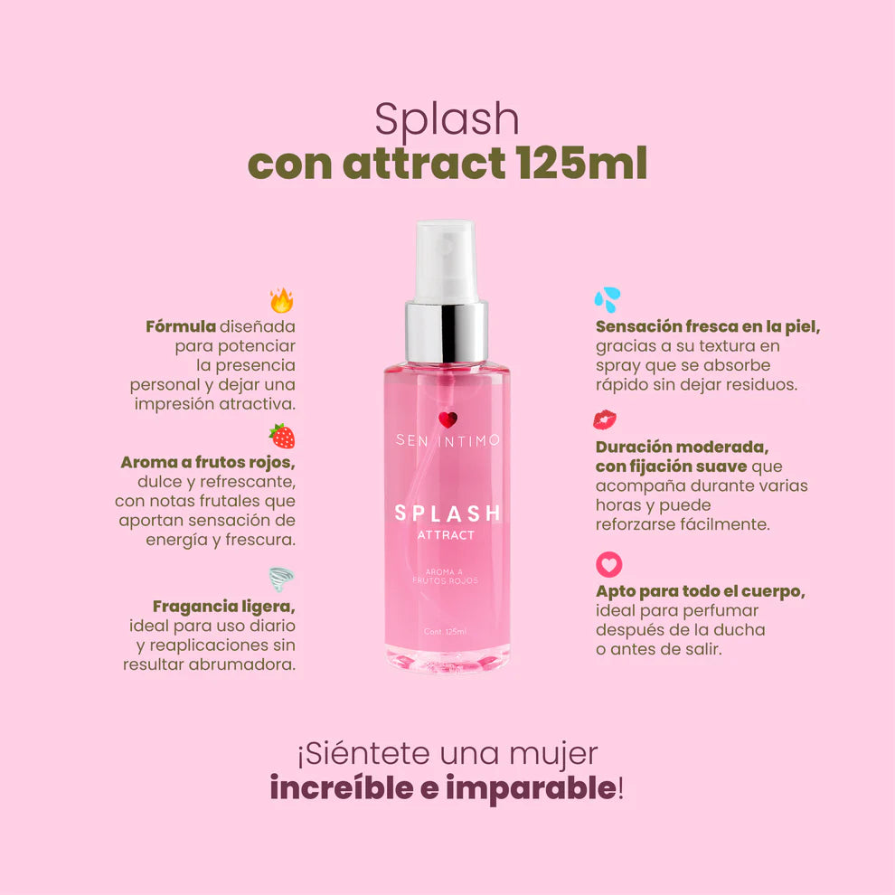 Splash Feromonas Para Mujer Frutos Rojos - Attract (125ml) ✦ Bajo pedido