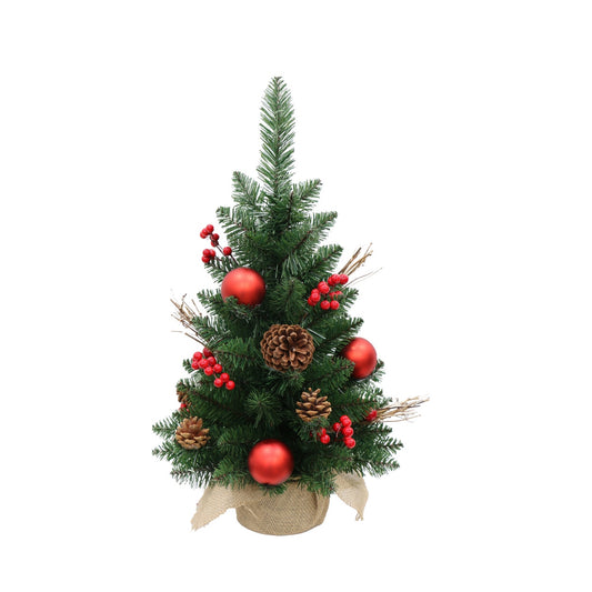 Árbol Navidad TREE2-10, 60cm Bellotas, Berries y Bolas Rojas (68 ramas) ✦ Bajo pedido