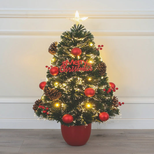 Árbol Navidad TREE4-16, 60cm con Luz LED, Bellotas y Esferas Rojas (40 ramas) ✦ Bajo pedido