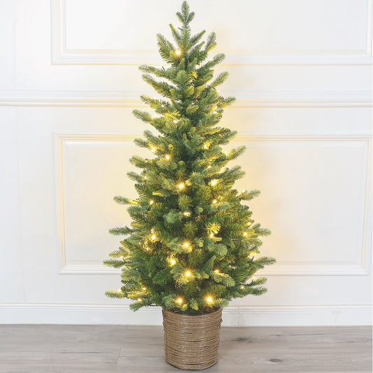 Árbol Navidad TREE4-3, 90cm con Base de Mimbre y Luz LED (28 ramas) ✦ Bajo pedido