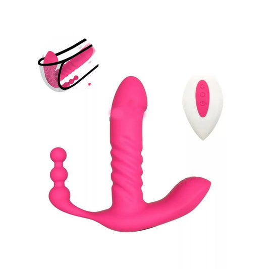 Vibrador Vaginal y Anal Victoria - Con Estimulación de Clítoris, Movimiento Vertical y Control (12cm) ✦ Bajo pedido