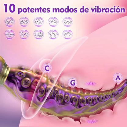 Vibrador Vaginal Pulpo con Rotación 360º y Plug Anal Vibrador – Octopus ✦ Bajo pedido