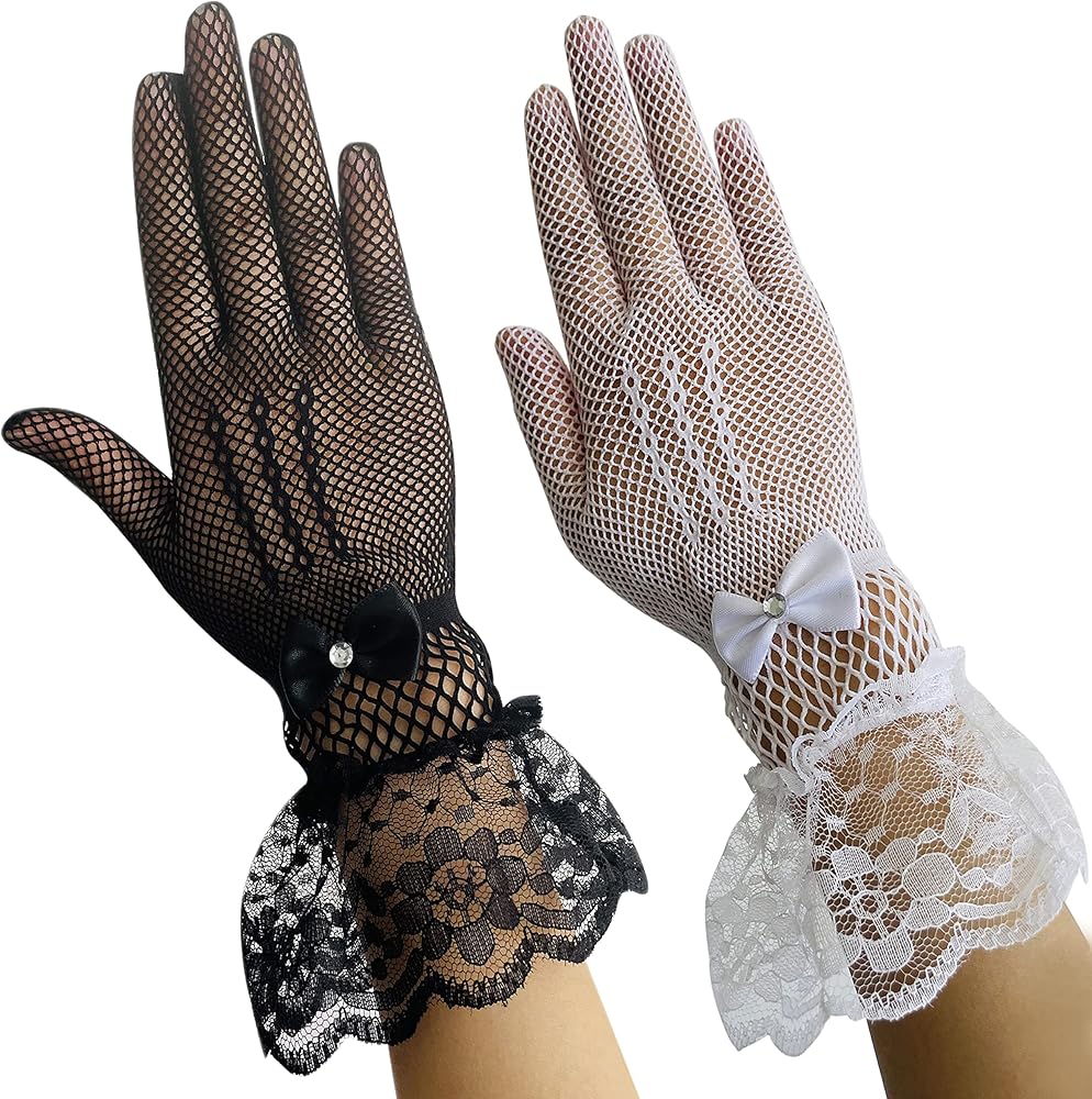 Guantes Calados Boleros - Blanco, Negro (Unitalla) ✦ Bajo pedido