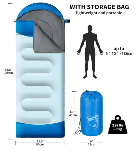 Saco de dormir – 3 estaciones clima frío y cálido impermeable para camping