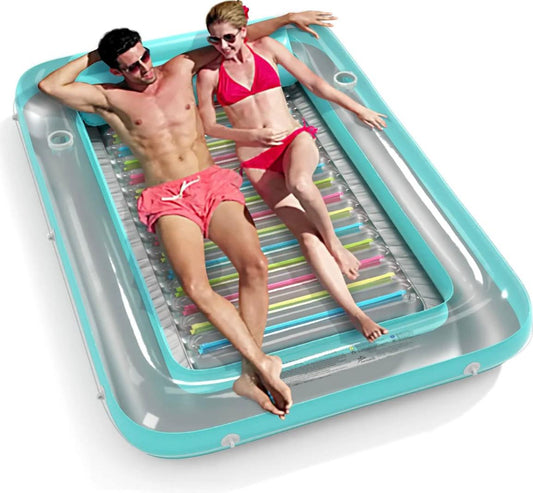 Flotador Tumbona inflable para piscina de bronceado - Jasonwell 4 en 1, bañera de bronceado, salón para tomar el sol, balsa, juguetes flotantes, colchoneta llena de agua para adultos, piscina de bolas inflable para niños, tamaño XL