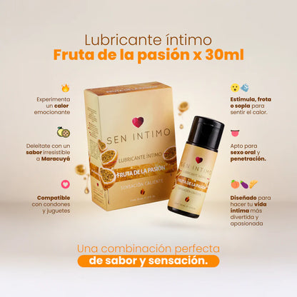 Lubricante Caliente Saborizado, Maracuyá - Sen Íntimo (30ml) ✦ Bajo pedido