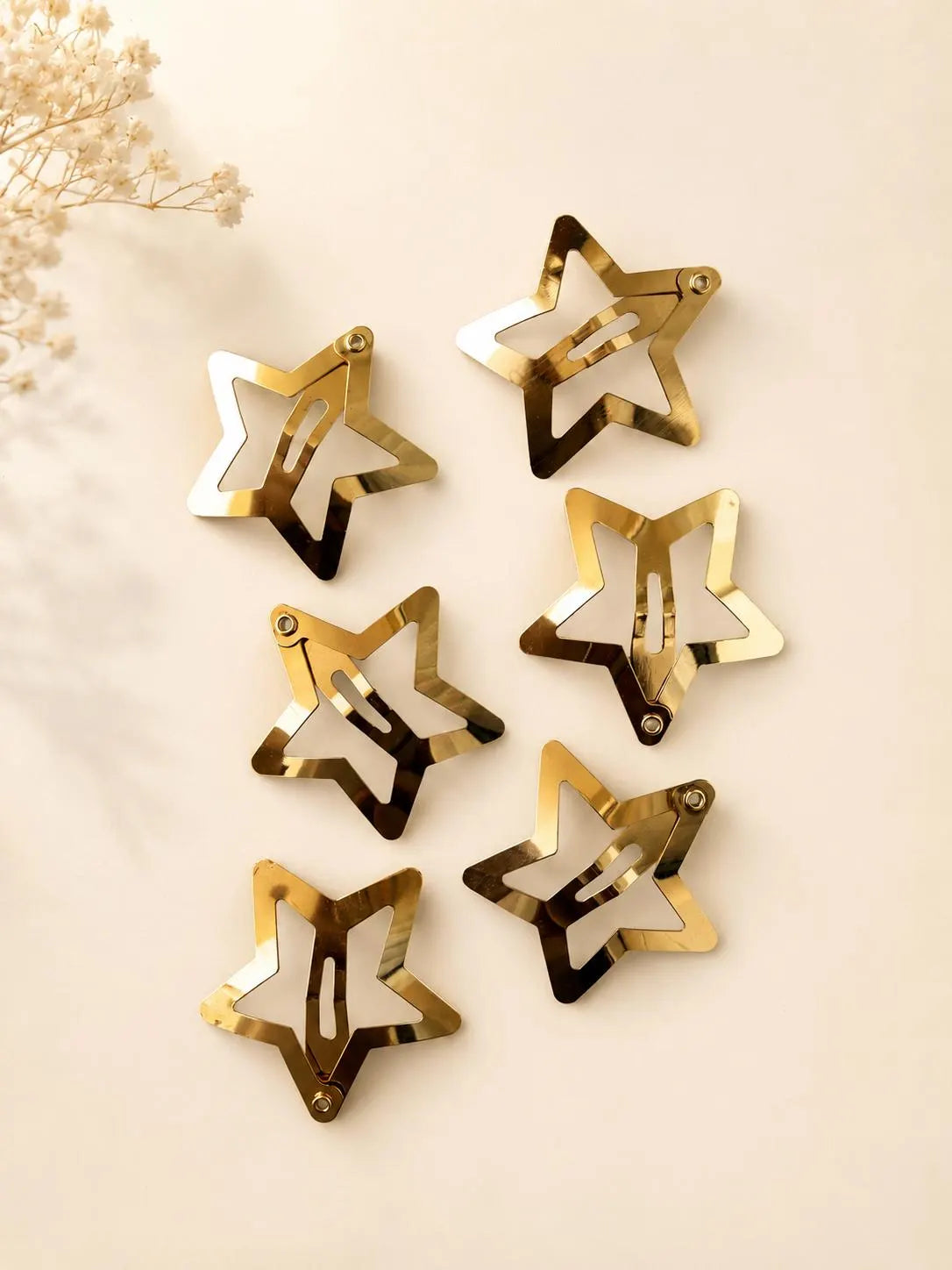 Set 6 Prensas para Cabello - Estrellas (Dorado)