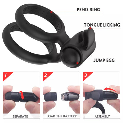 Anillo Vibrador con Mini Lenguas y Bala Desechables ✦ Bajo pedido