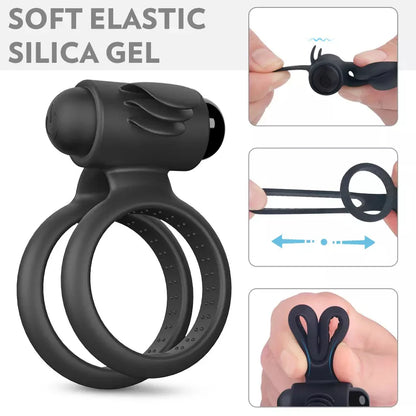 Anillo Vibrador con Mini Lenguas y Bala Desechables ✦ Bajo pedido