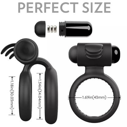 Anillo Vibrador con Mini Lenguas y Bala Desechables ✦ Bajo pedido