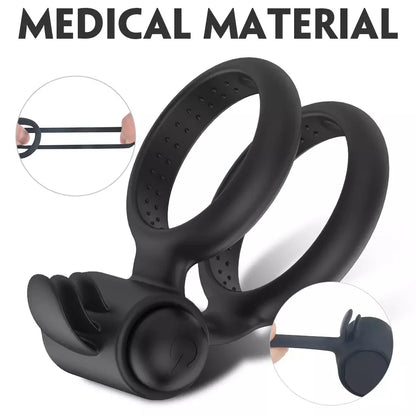 Anillo Vibrador con Mini Lenguas y Bala Desechables ✦ Bajo pedido