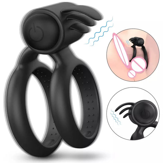 Anillo Vibrador con Mini Lenguas y Bala Desechables ✦ Bajo pedido