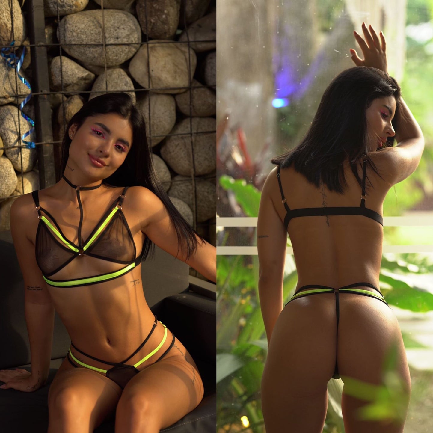 Set Lencería - Verde, Rosa (Unitalla S/M) ✦ Bajo pedido