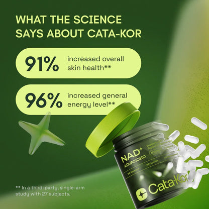 NAD+ Suplemento Antienvejecimiento, Energía y Enfoque - Cata Kor (anterior Reus Research) Fórmula Mejorada - 60caps
