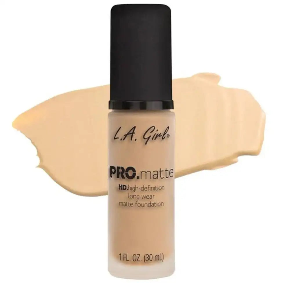 Pro Matte HD Base Profesional de Larga Duración, Control Brillo (8 Tonos) - LA Girl (30ml) ✦ Bajo pedido