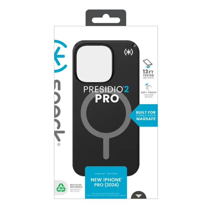 Estuche iPhone 15 Pro Max Antigolpes compatible con Magsafe Presidio Pro 2 - Speck (Gris/Negro)